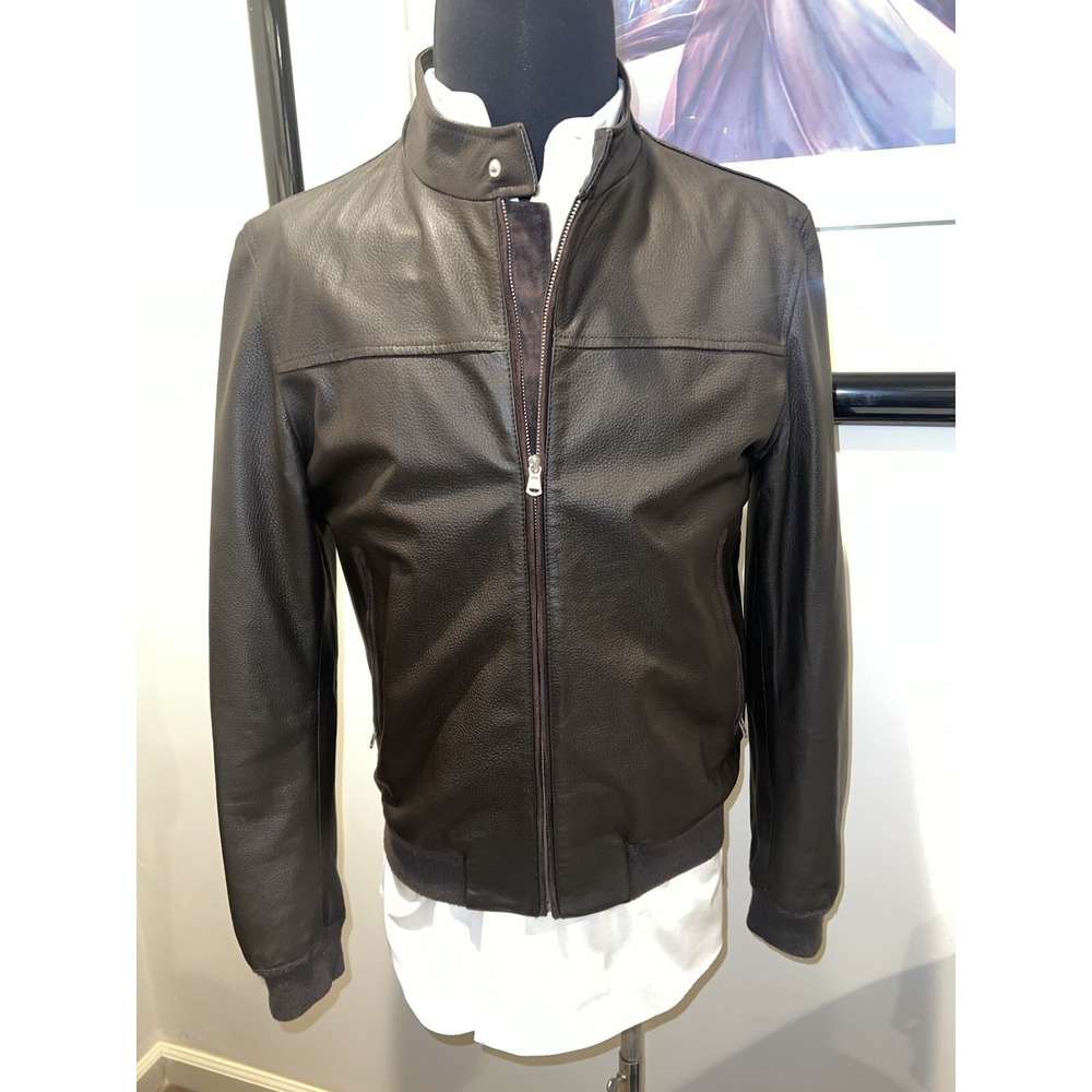 VTG  Men's BOGGI MILANO Real Leather Aviator Bomber Jacket Coat SZ EU 56